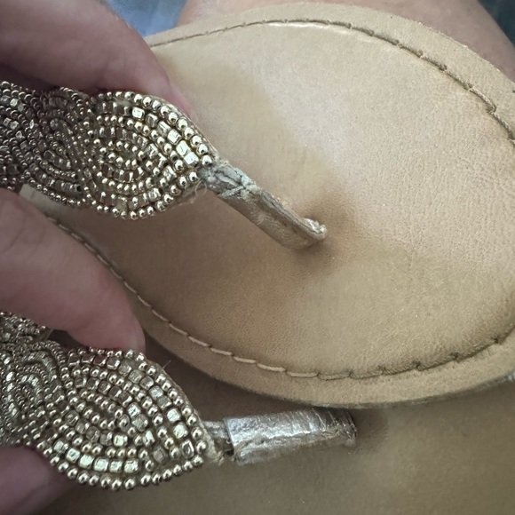 ❤️Woolworths leather gold beaded sandal size 5 fits like 6 - Picture 4 of 5